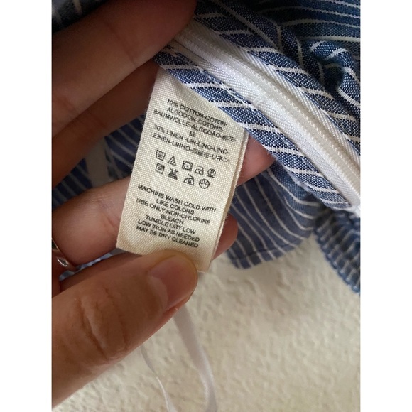 Free People Striped Blue Women's One Sleeve Off The Shoulder Blouse. - Picture 4 of 4